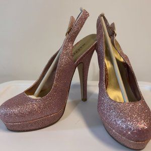 Madden Girl  - "Sookiee" Pink glitter platform heels, size 7